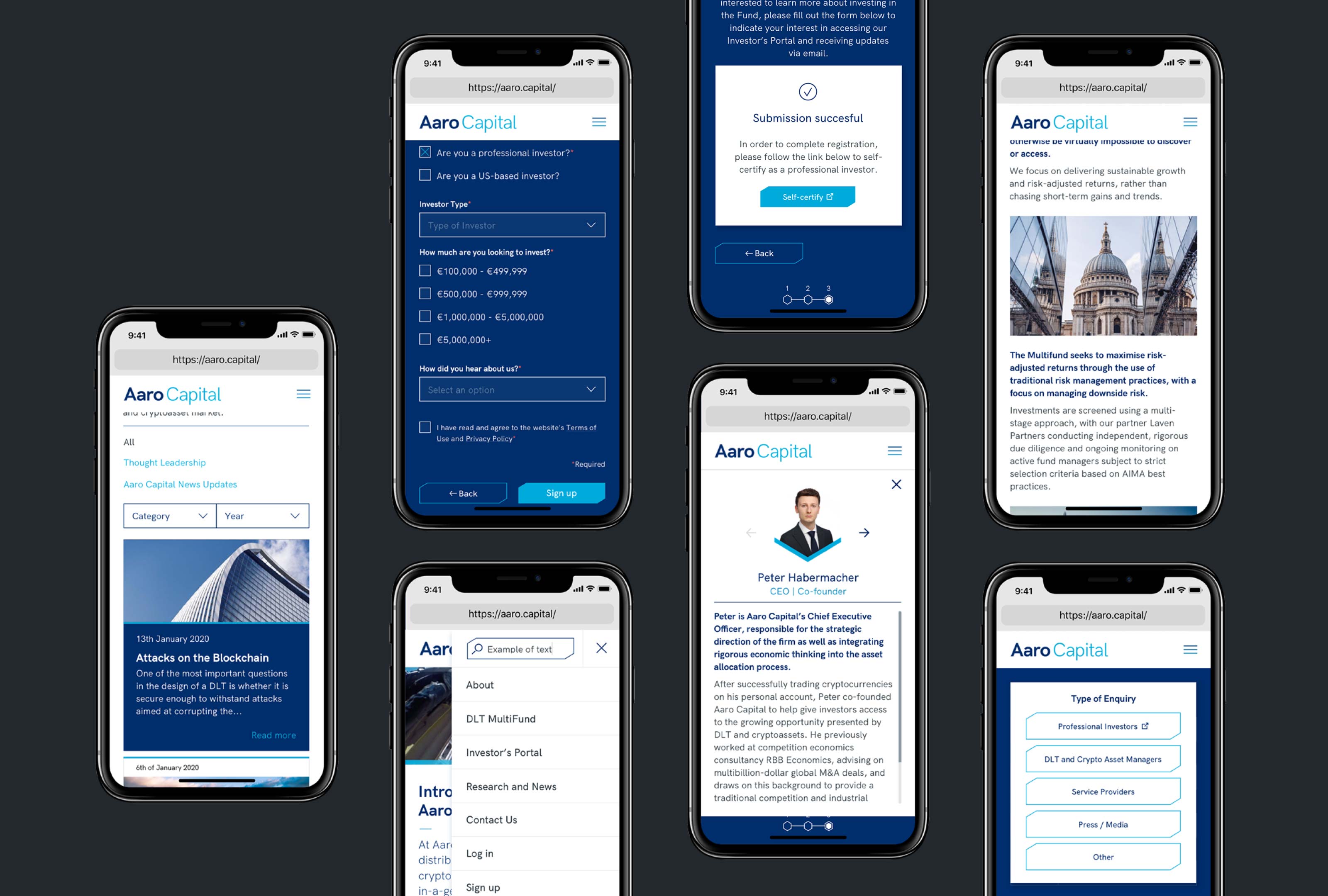 Various examples of website design adapted to mobile.