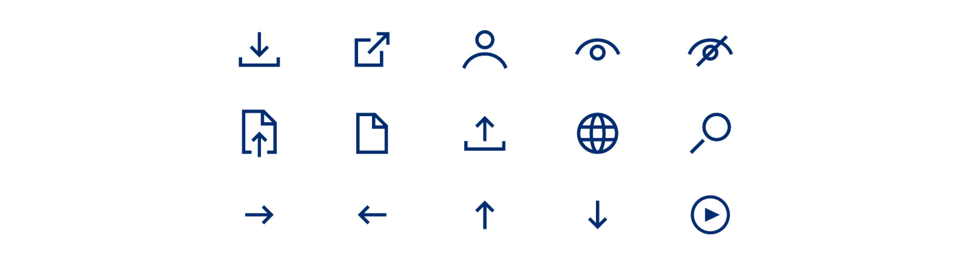 Examples of bespoke icons created for the webiste.