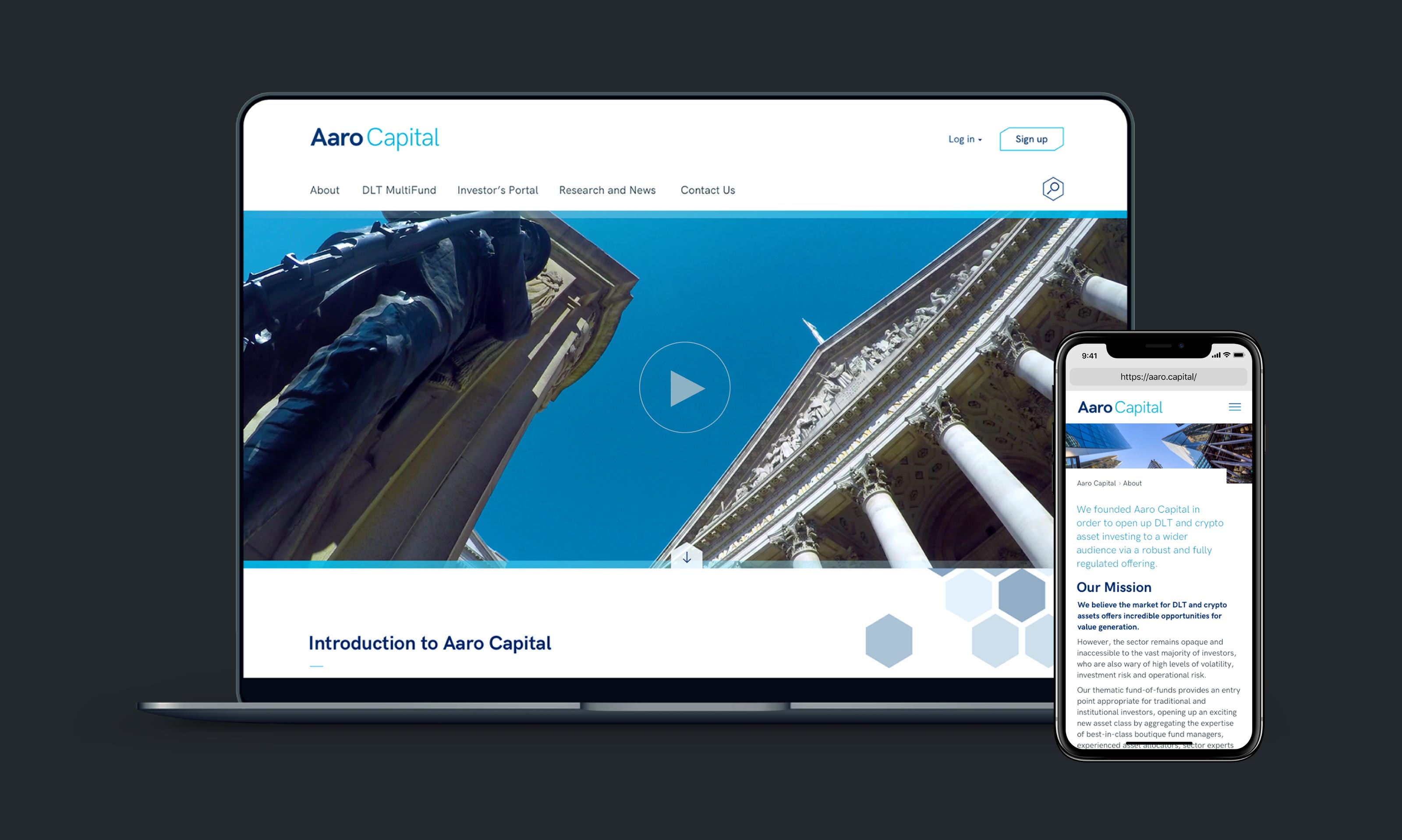 Mockup showing a laptop and phone with the website homepage design
