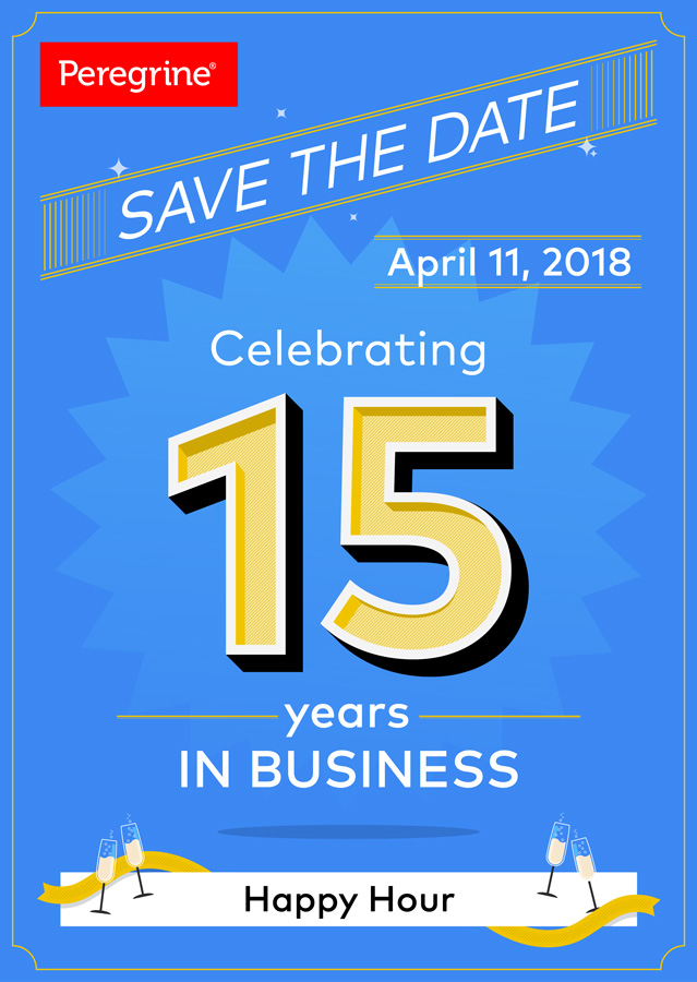 Save the Date banner with the text Celebrating 15 years in business