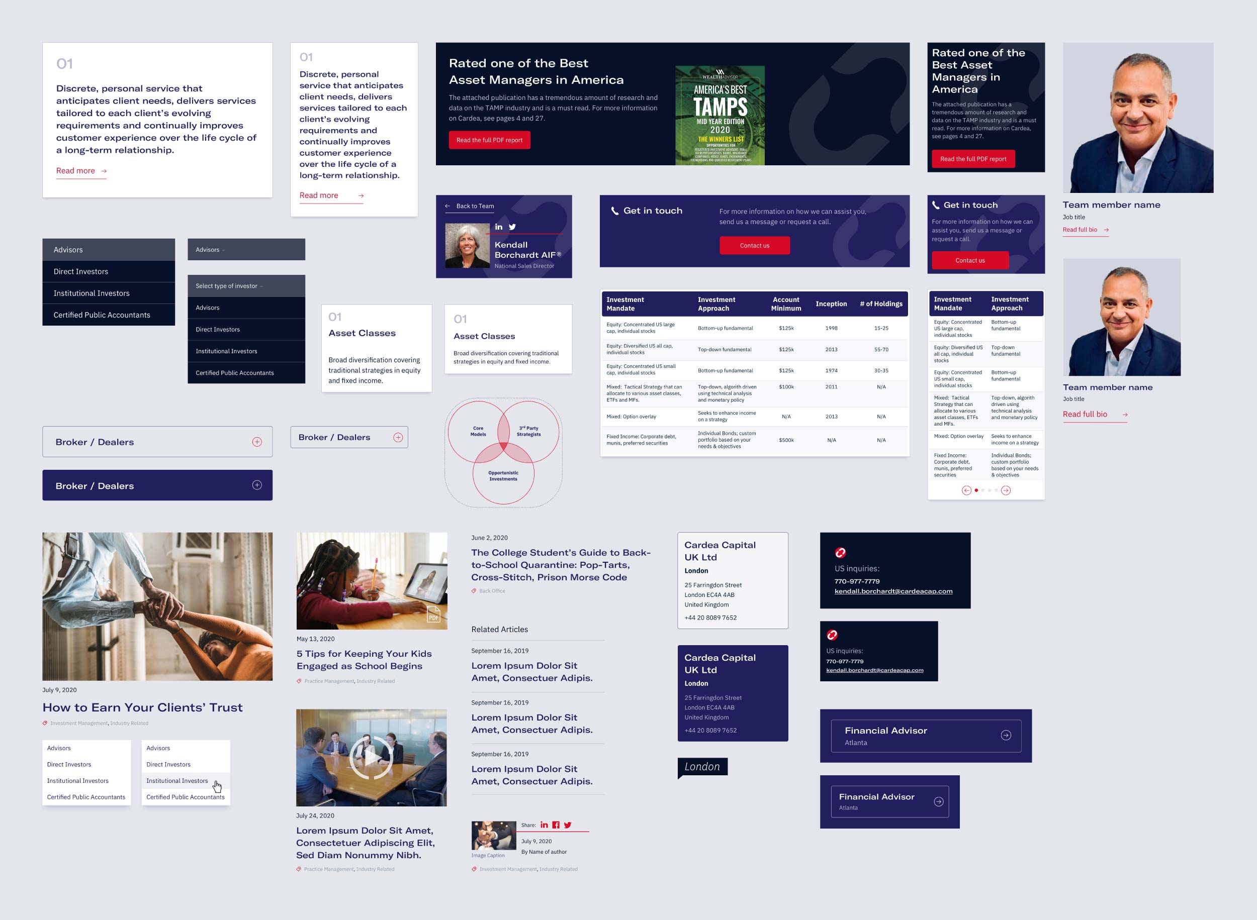 Wealth manager website components