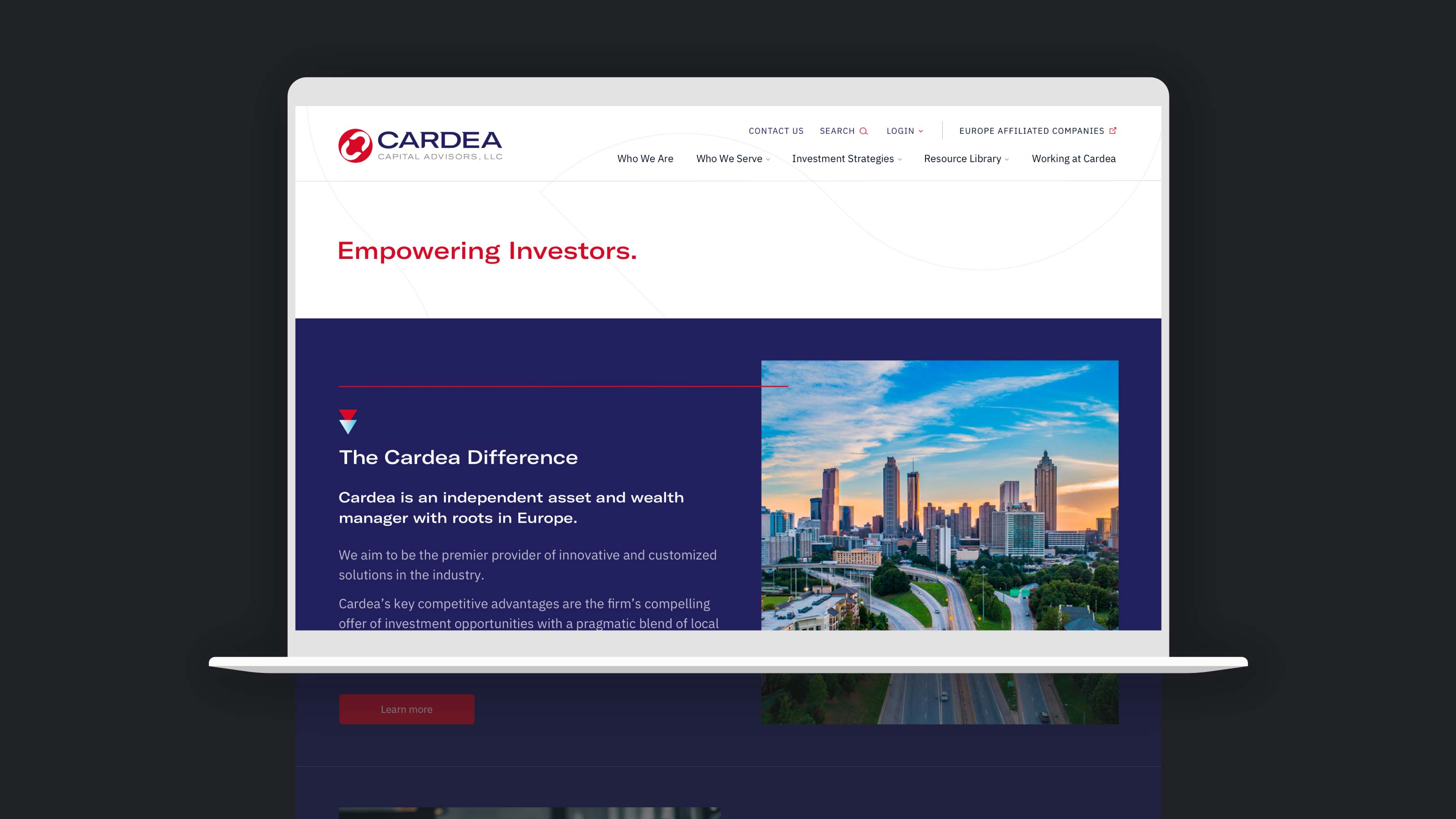 Mockup showing the home page.