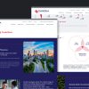 Mockup showing website homepage design and another one showing data and graphics